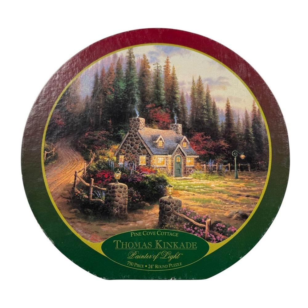 Ceaco Pine Grove Cottage Thomas Kinkade 750 Pieces Round Puzzle‎